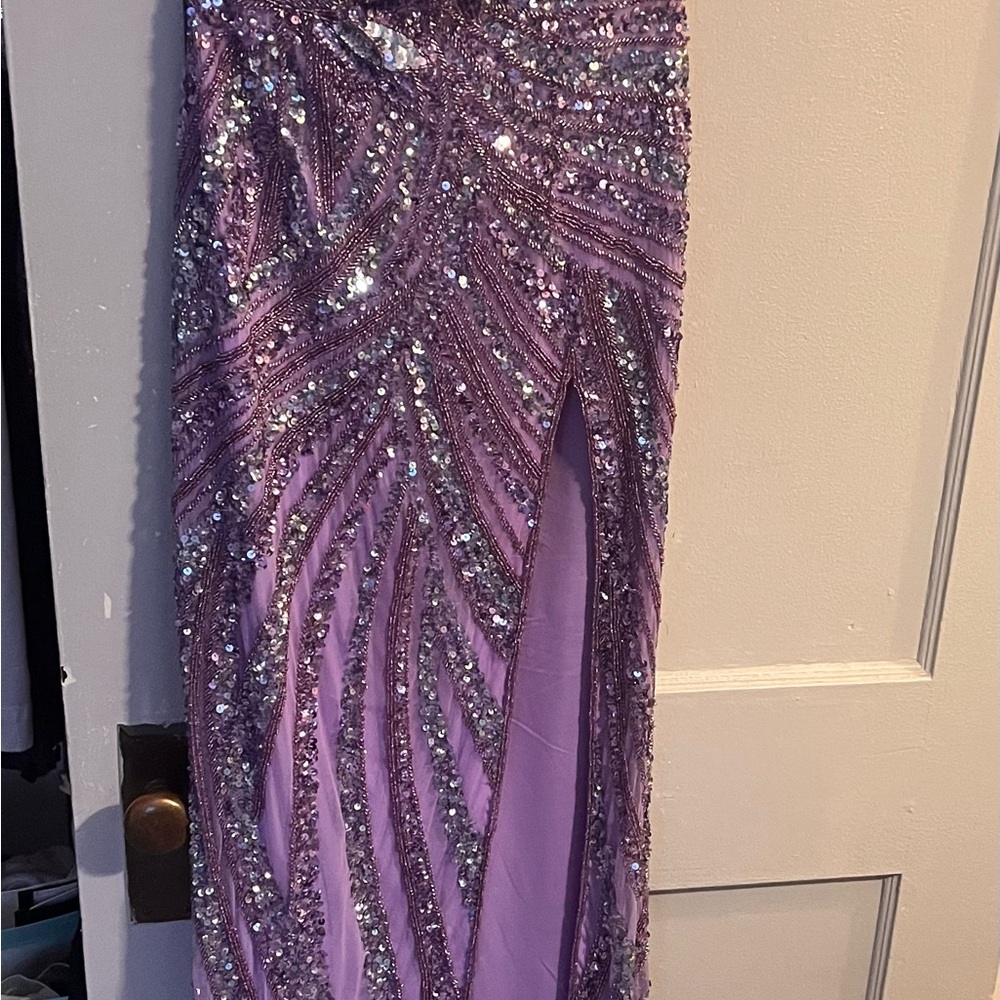 Elegant Purple Sequin Prom Dress